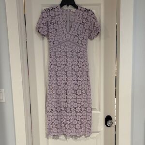 Shoshanna Lilac Floral Lace Midi Dress